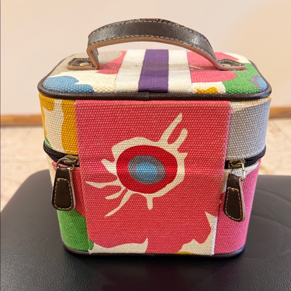 Victoria's Secret Multicolor Floral Canvas Jewelry Case with Purple Stripe - Picture 5 of 7